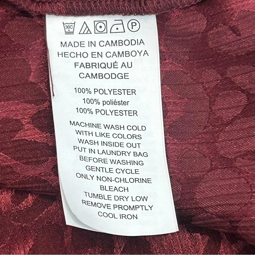 Michael Michael Kors red burgundy leopard cheetah print gold tone chain blouse - Picture 8 of 11